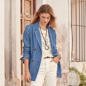 Oaklee Denim Blazer. Petite